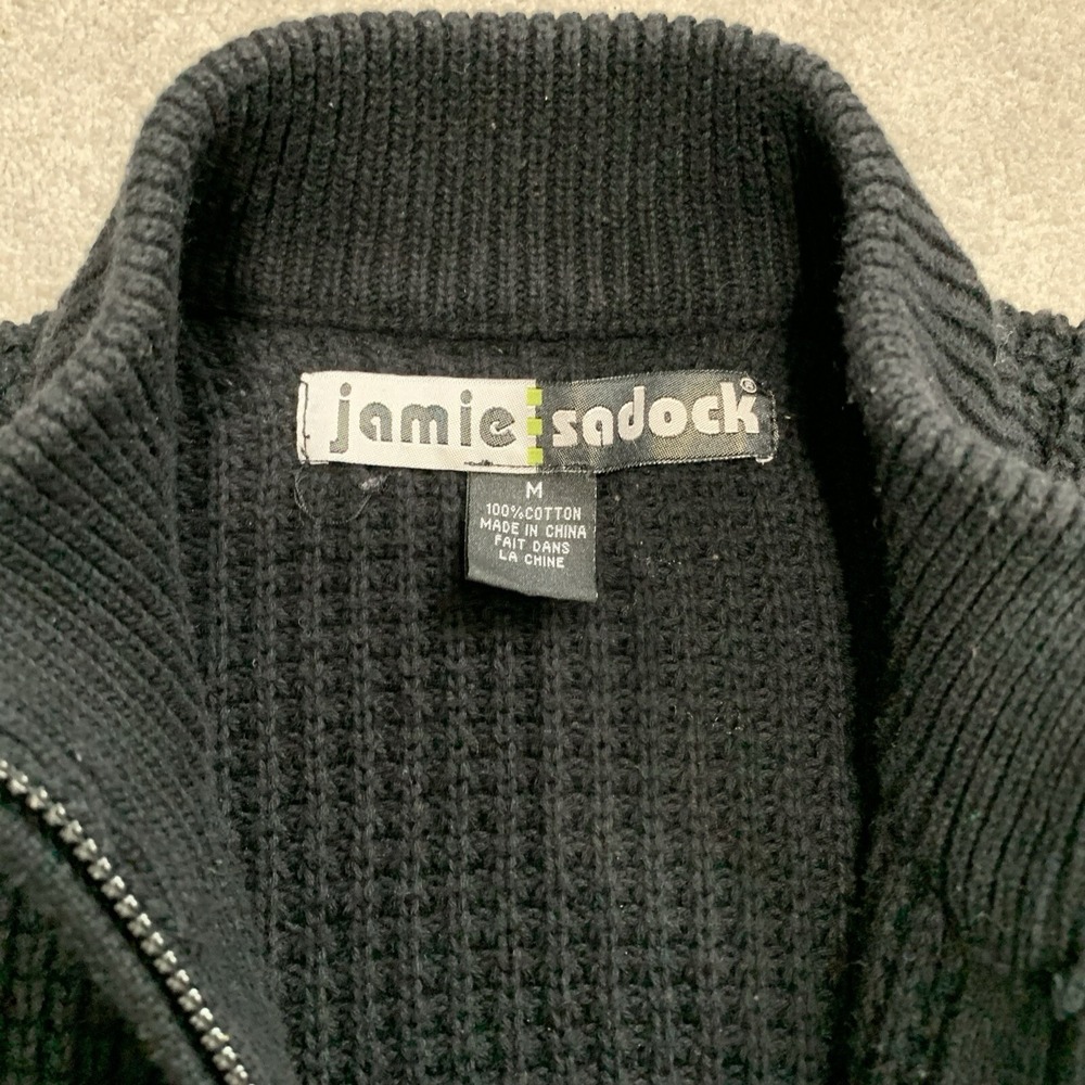 Jamie Sadock Black Zip Up Cotton Sweater pockets Womens Size Medium - Picture 2 of 6